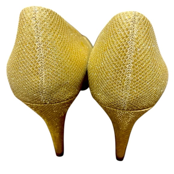 FERGALICIOUS By Fergie Golden Heels Glitter Shoes size 9 Sparkly Heels - Picture 3 of 5